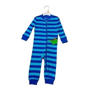 Little Me Dino Sleeper Pajamas Blue Striped Size 18 Months